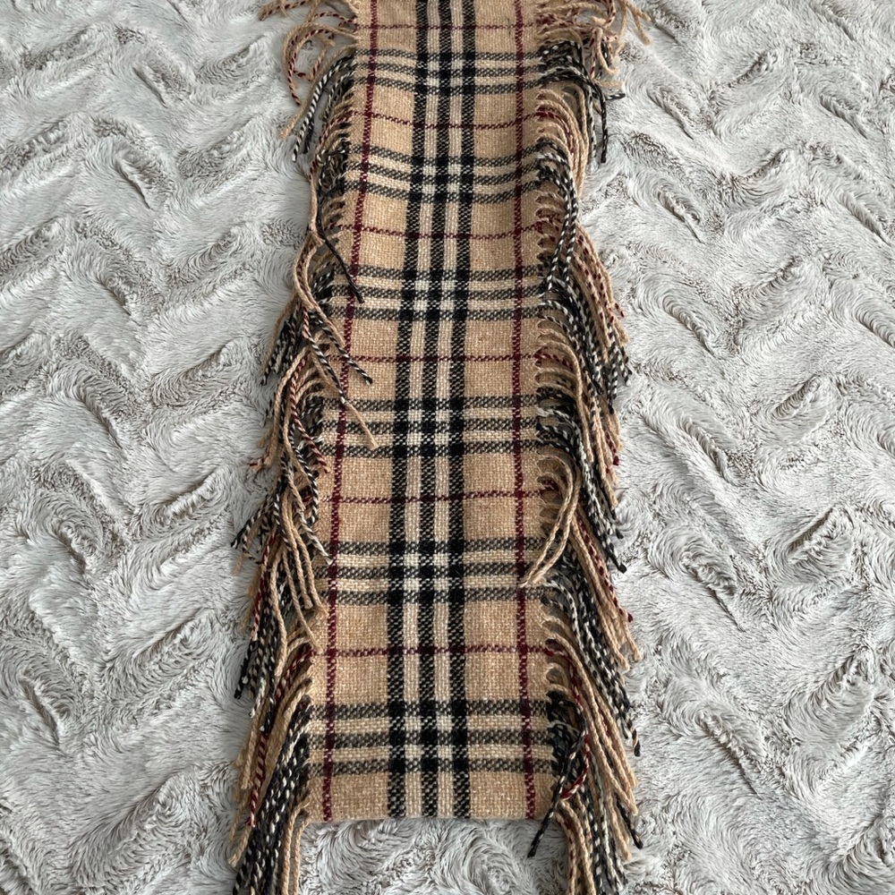 BURBERRY Merino wool Happy fringe scarf